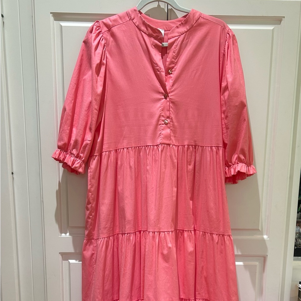 Karlie Coral Cotton Long Dress